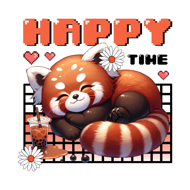 Red Panda Boba Happy time by MasutaroOracle