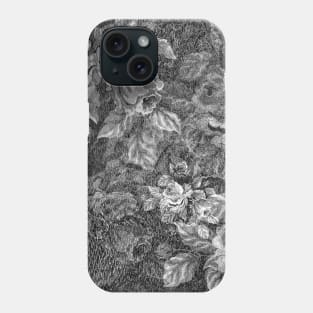 Black and White Rose Pattern Phone Case