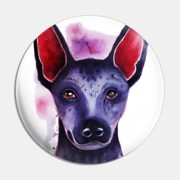 Xoloitzcuintli Watercolor - Dog Lovers Pin by Edd Paint Something