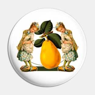 Little girl and the pear fruit Pin