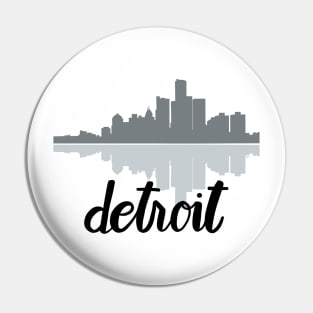 Detroit Skyline - Hand Lettered Gray Pin