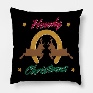 Howdy Christmas Reindeers Pillow