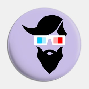 Hipster character design with 3D glasses Pin