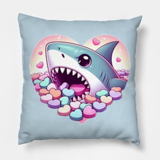 Shark eating valentines candies Pillow