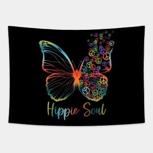 Pretty Hippie Soul Butterfly with Peace Signs Tapestry