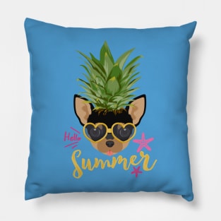 Funny Pineapple Shirt Happy Summer Vacation, Dog Lover Chihuahua Pillow