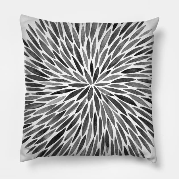 Grey Water Color Burst Pillow by CatCoq