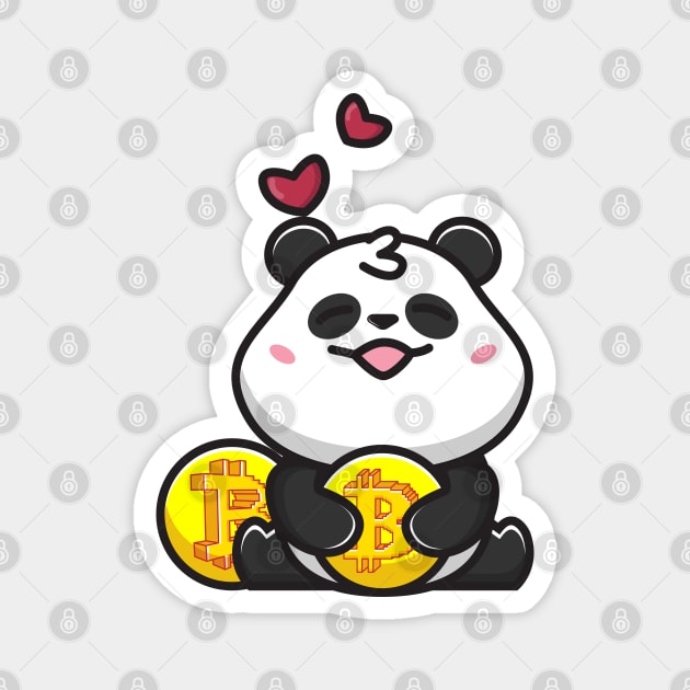 panda huging bitcoin Magnet by fflat hds