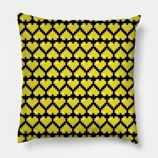 Seamless Pattern of Yellow Pixel Hearts Pillow