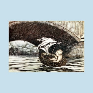 Peter Sailing Under The Bridge - Peter Pan in Kensington Gardens - Arthur Rackham T-Shirt