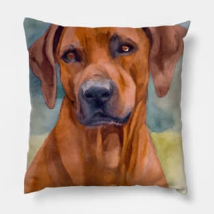 Rhodesian Ridgeback Watercolor Painting - Dog Lover Gifts Pillow