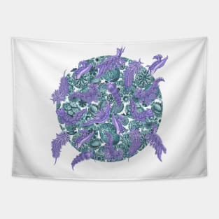 Ernst Haeckel Amythest Nudibranch on Cerulean Sea Squirts Tapestry