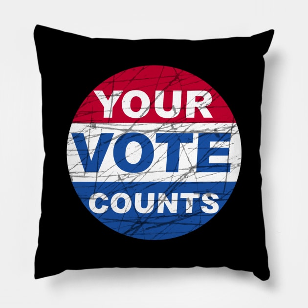 Vintage Your Vote Counts Pillow by Scar