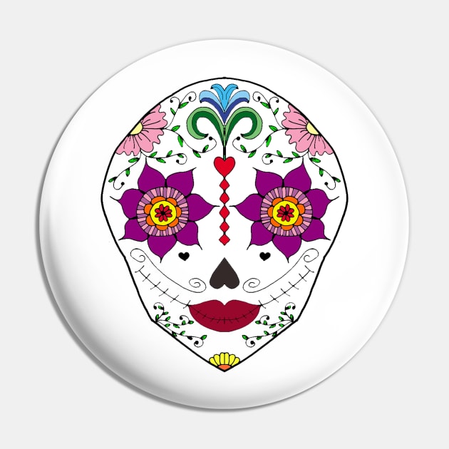 Mexican Sugar Skull Pin by alexbookpages