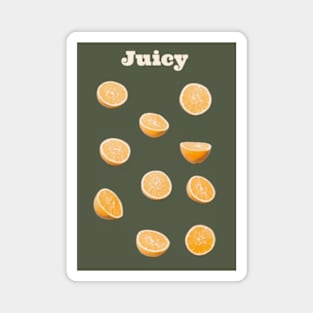 Juicy orange fruit pattern for fresh summer vibes - modern figurative art - green background Magnet