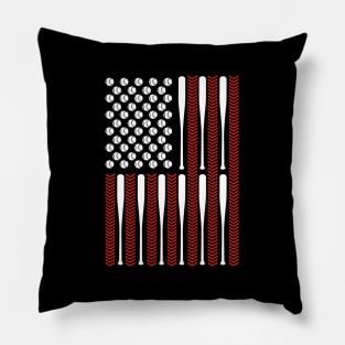 Baseballs and Bats Flag Design Pillow