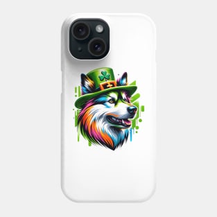 Norwegian Elkhound Celebrates Saint Patrick's Day Phone Case