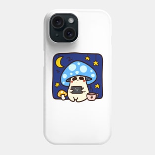 Sleepy stem : cute mushroom on blue Phone Case