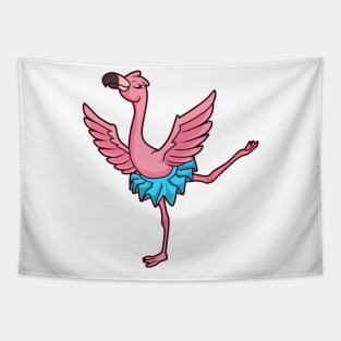 Cartoon flamingo dances ballet - ballerina Tapestry