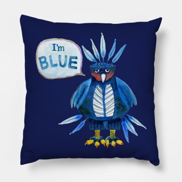 Blue Bird Pillow by dotsofpaint