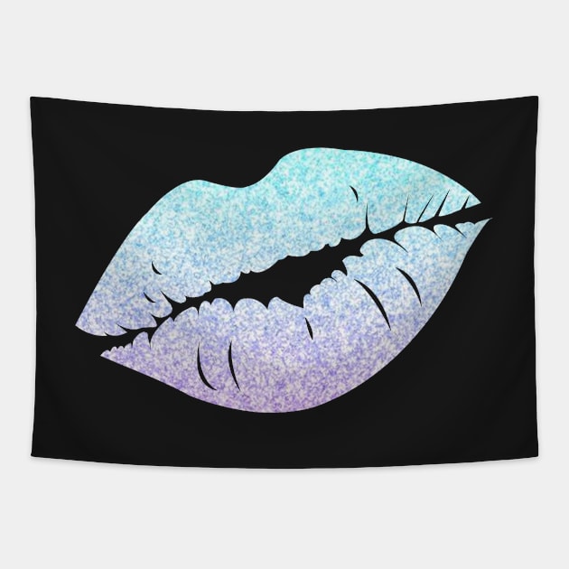 Pastel Blue Purple Ombre Faux Glitter Lips Tapestry by Felicity-K