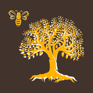 Tree of Life and Bee - Nature Lovers Design T-Shirt