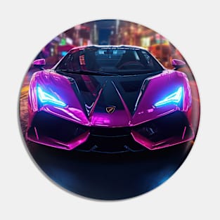 Asian Neon City Sports Car Pin