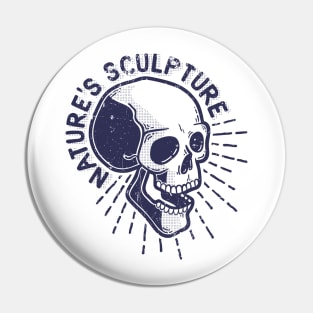 Hipster pseudo 3D skull in half a turn - nature  sculpture inscription Pin