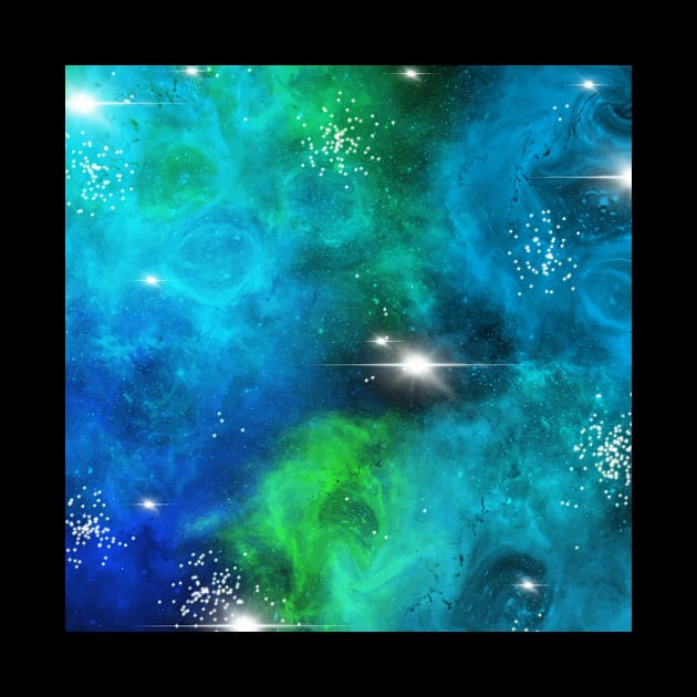 Blue Green Star Nebula Space Galaxy Universe by jodotodesign
