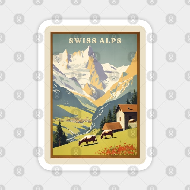 Swiss Alps Magnet by Retro Travel Design