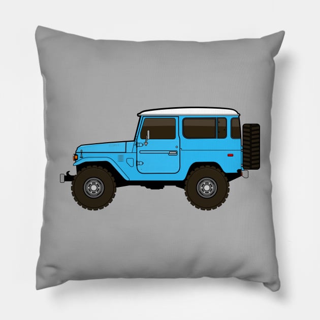 fj40 Land Cruiser blue Pillow by -oddlyeven-