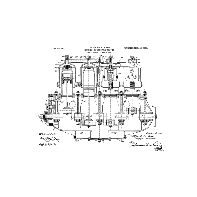 De Dion 1908, Engine ,original patent drawing original white background by QualitySolution