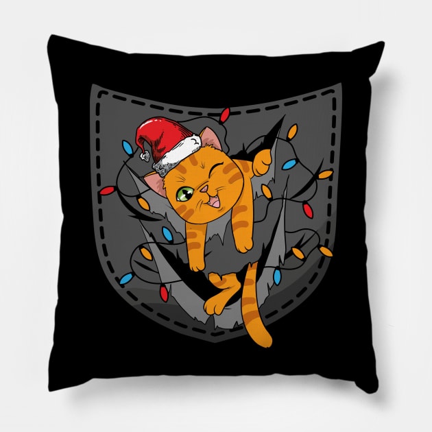 Cat Pocket Christmas Funny Pocket Animal Gift Pillow by CatRobot