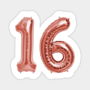 Rose Gold 16th Birthday Metallic Helium Balloons Numbers Magnet