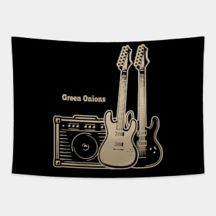 Green Onions Playing With Guitars Tapestry