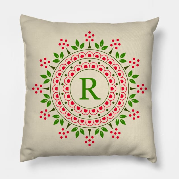 Monogram letter R Pillow by Florin Tenica