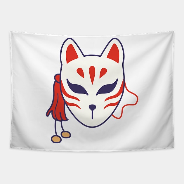 Kitsune Mask Tapestry by Tad