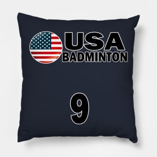 USA Badminton Number 9 T-shirt Design Pillow