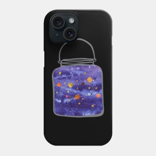 Solar system in a jar: Planets, stars, and galaxies in watercolor Phone Case