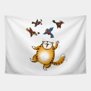 Happy Playful Kitty Tapestry