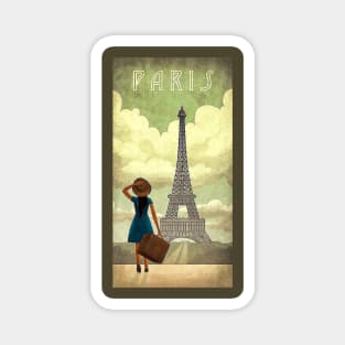 Vintage Travel Poster - Paris Eiffel Tower Magnet