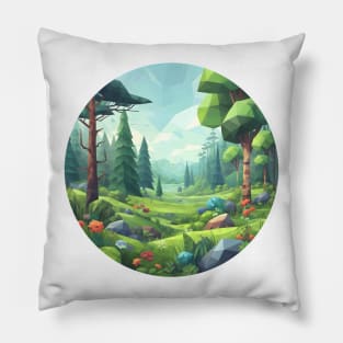 Low Poly Spring Forest Pillow