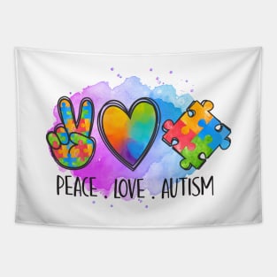 autism puzzle love peace Tapestry