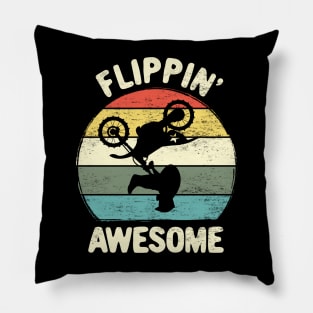 Retro Dirt Bike Motocross Rider: Flippin' Awesome Pillow