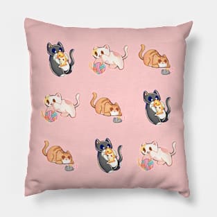 3 Cats Pattern Pillow