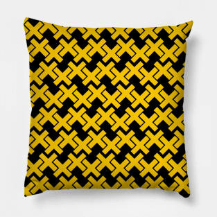 Black background with yellow geometric shapes design Pillow