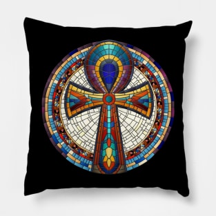 Egyptian Ankh Cross -Mosaic Art Pillow