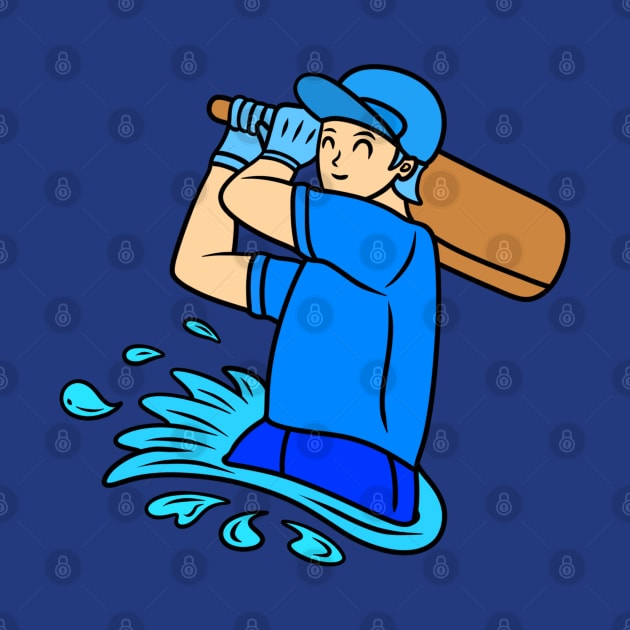 Cartoon cricket player by Andrew Hau