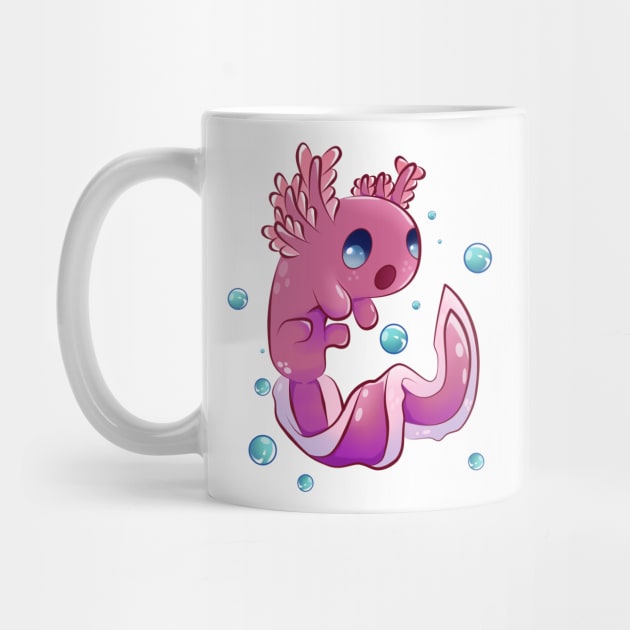 Cute Axolotl and The Bubbles Coffee Mug by XOOXOO