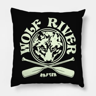 Retro Vintage Wolf River Rafting Pillow